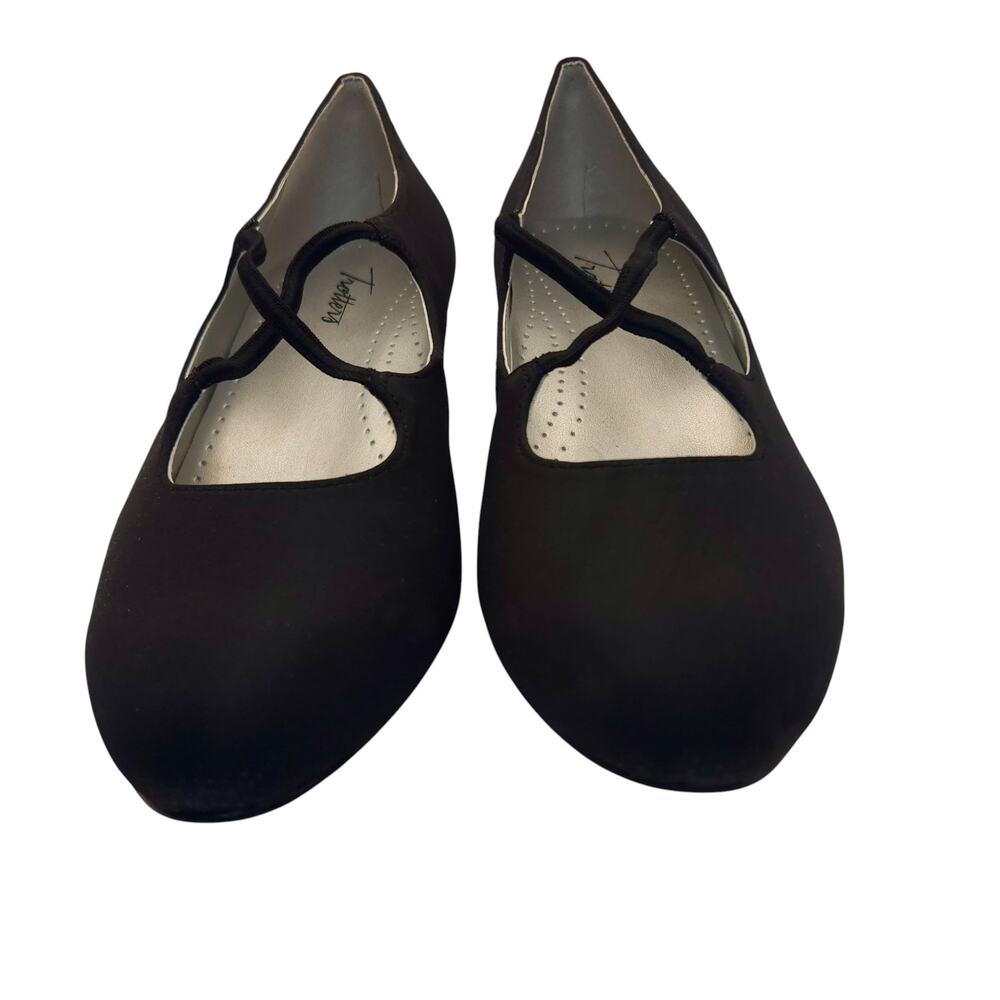 TROTTERS Jamie Black Microfiber Mary Jane Cross Strap Heels Women 7.5 | MSRP $99